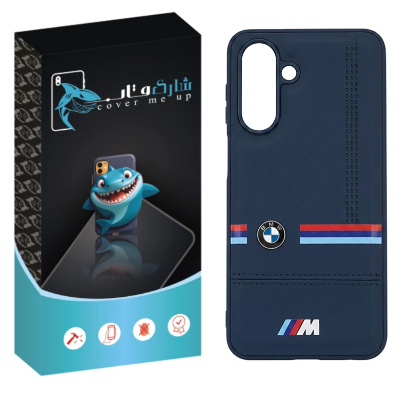 کاور شارک قاب مدل چرمی طرح BMW مناسب برای گوشی موبایل سامسونگ Galaxy S25 FE