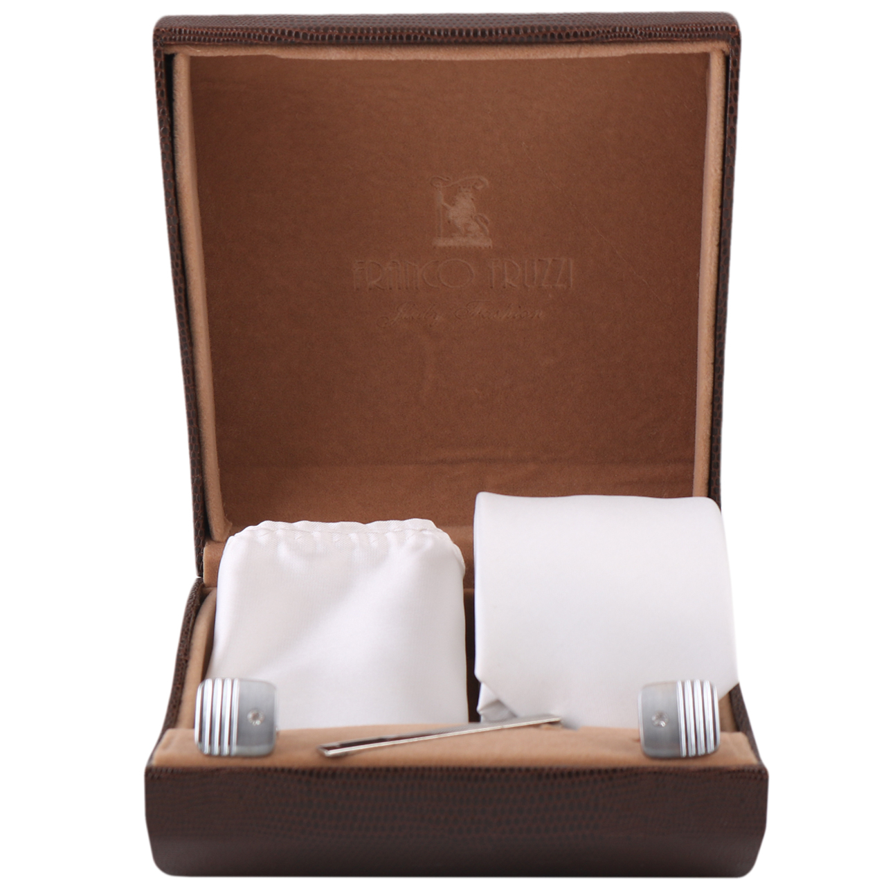 ست کراوات و دستمال جیب و دکمه سردست مردانه فرانکو فروزی مدل F-101848
