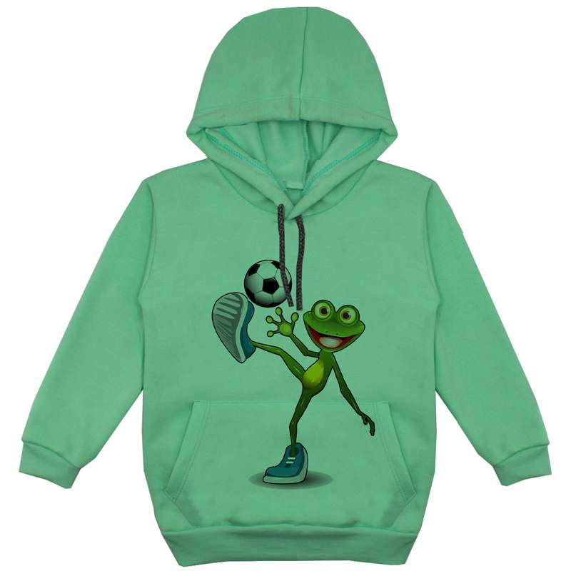 هودی پسرانه مدل قورباغه و هدفون F46 رنگ سبز