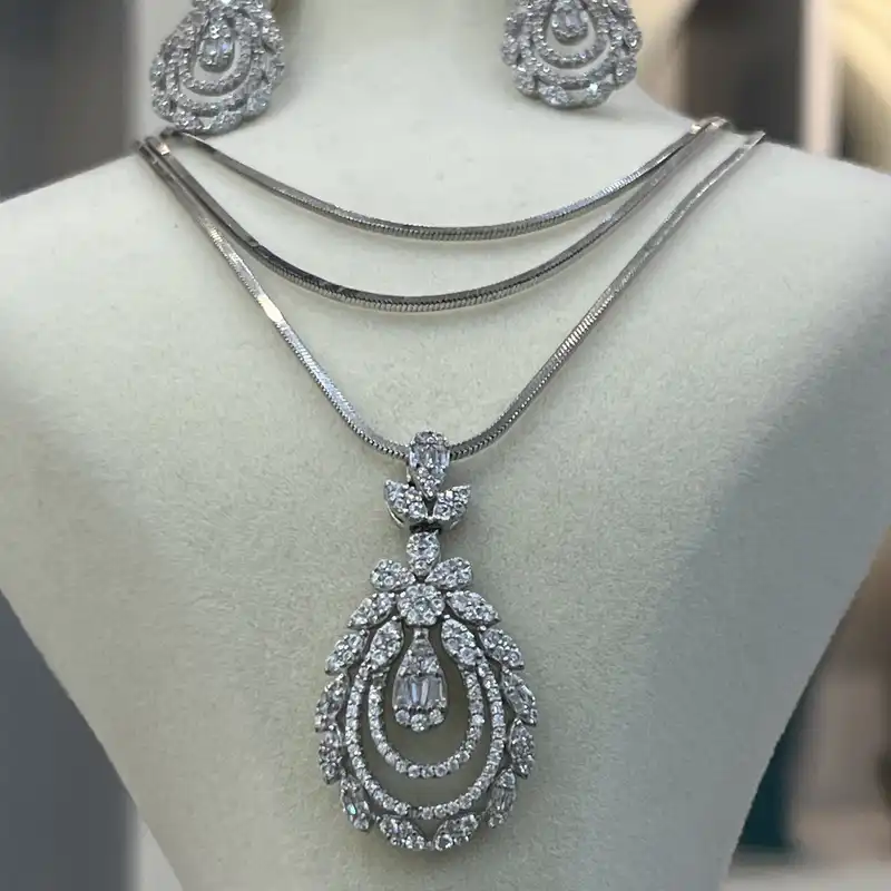 نیم ست نقره زنانه مدل رویال جواهری مزین به روکش 321-23