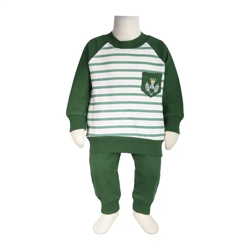 ست سویشرت  و شلوار نوزادی آدمک مدل رگلان کد 110023 رنگ سبز