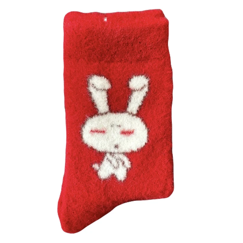 جوراب ساق بلند زنانه مدل پشمی موهر طرح خرگوش