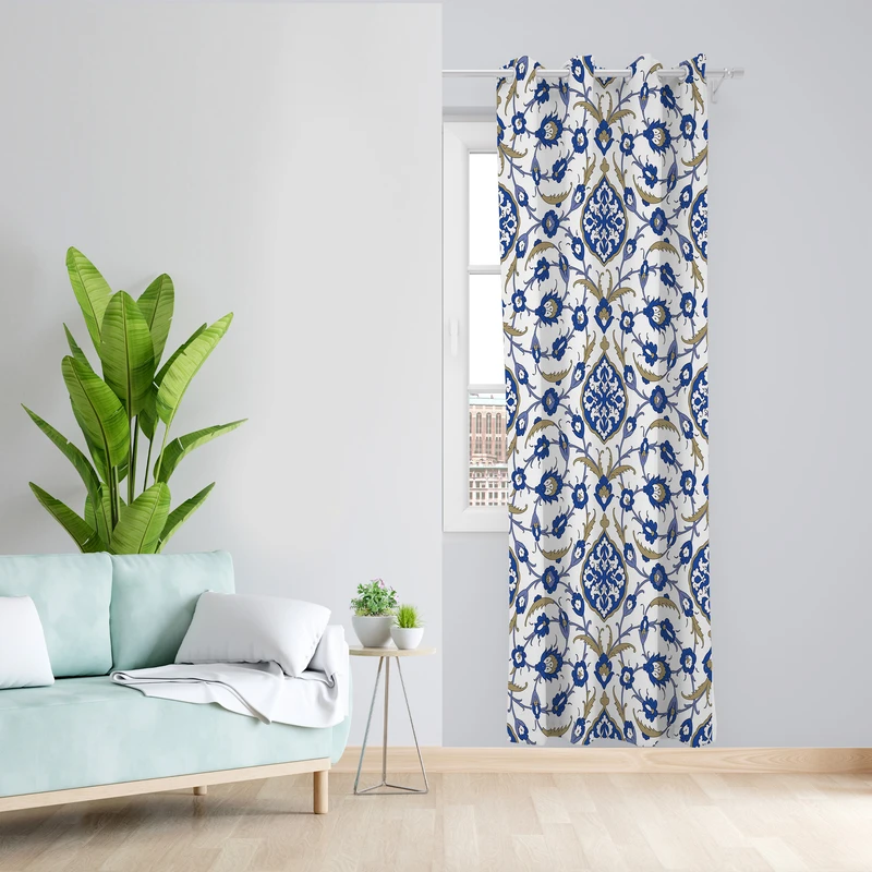 پرده طرح سنتی مدل مخمل پانچی کد  L154 Z سایز 140x200 سانتی متر