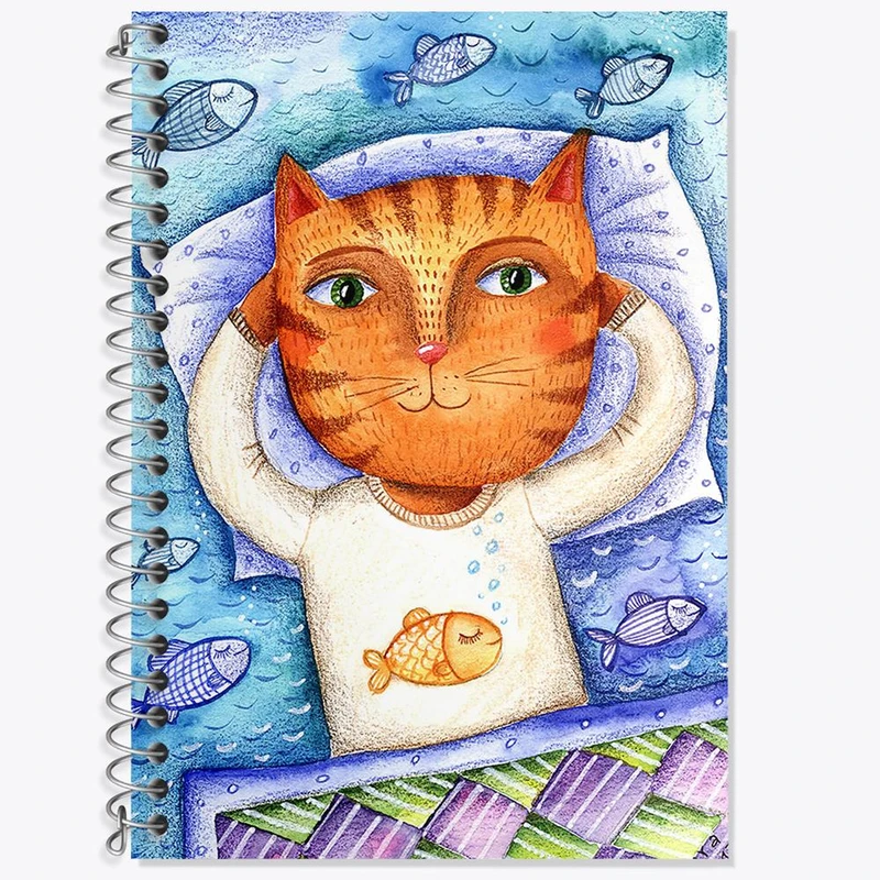 دفتر زبان 50 برگ خندالو مدل دو خط طرح گربه کد 5030