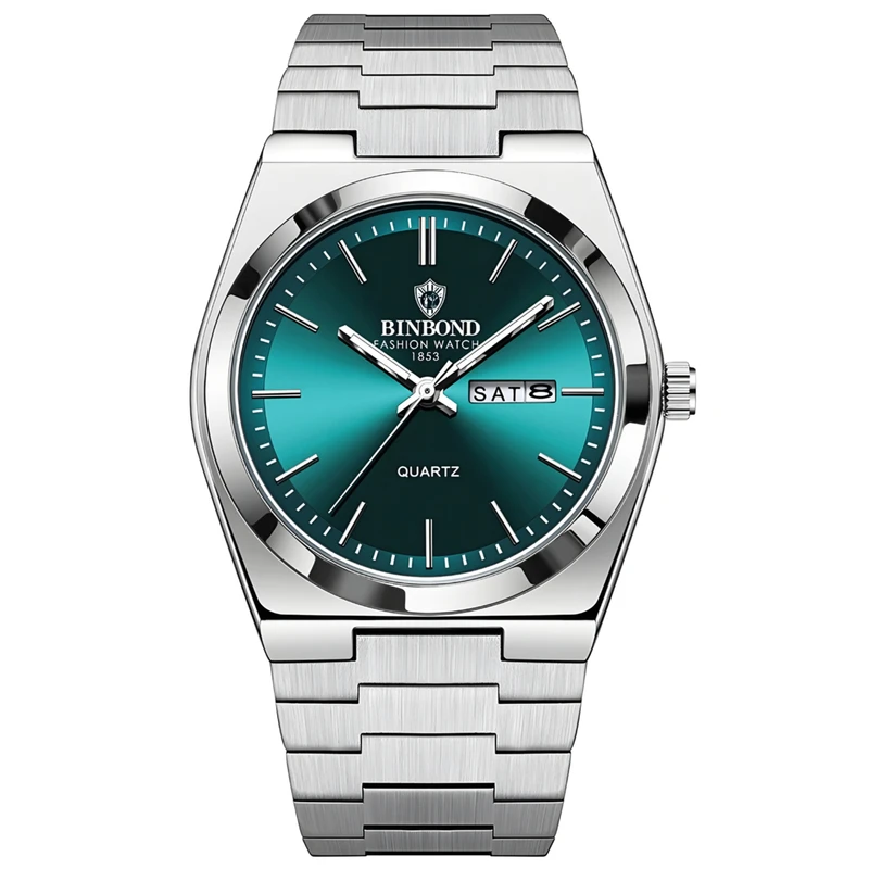 ساعت مچی عقربه‌ای کوارتز مردانه بین باند مدل کلاسیک دی دیت بند استیل کد B9