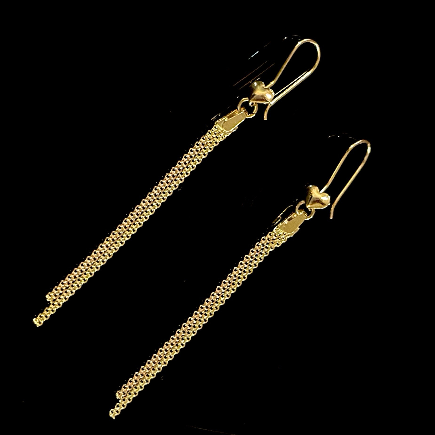 گوشواره طلا 18 عیار زنانه مدل G017 طرح زنجیری بیزمارک دو رنگ