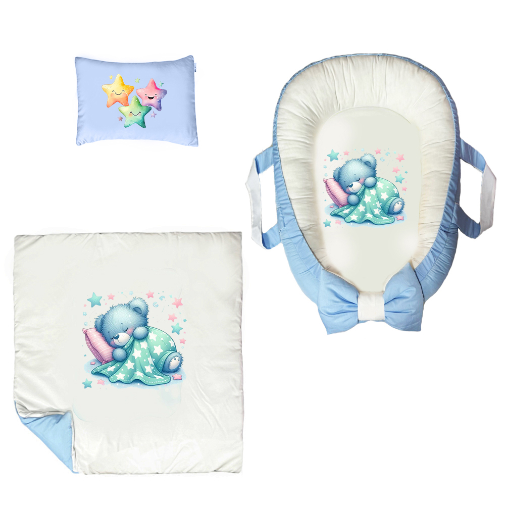 سرویس خواب 3 تکه نوزاد پادآفرین مدل گارد محافظ طرح خرس تدی کد PG083