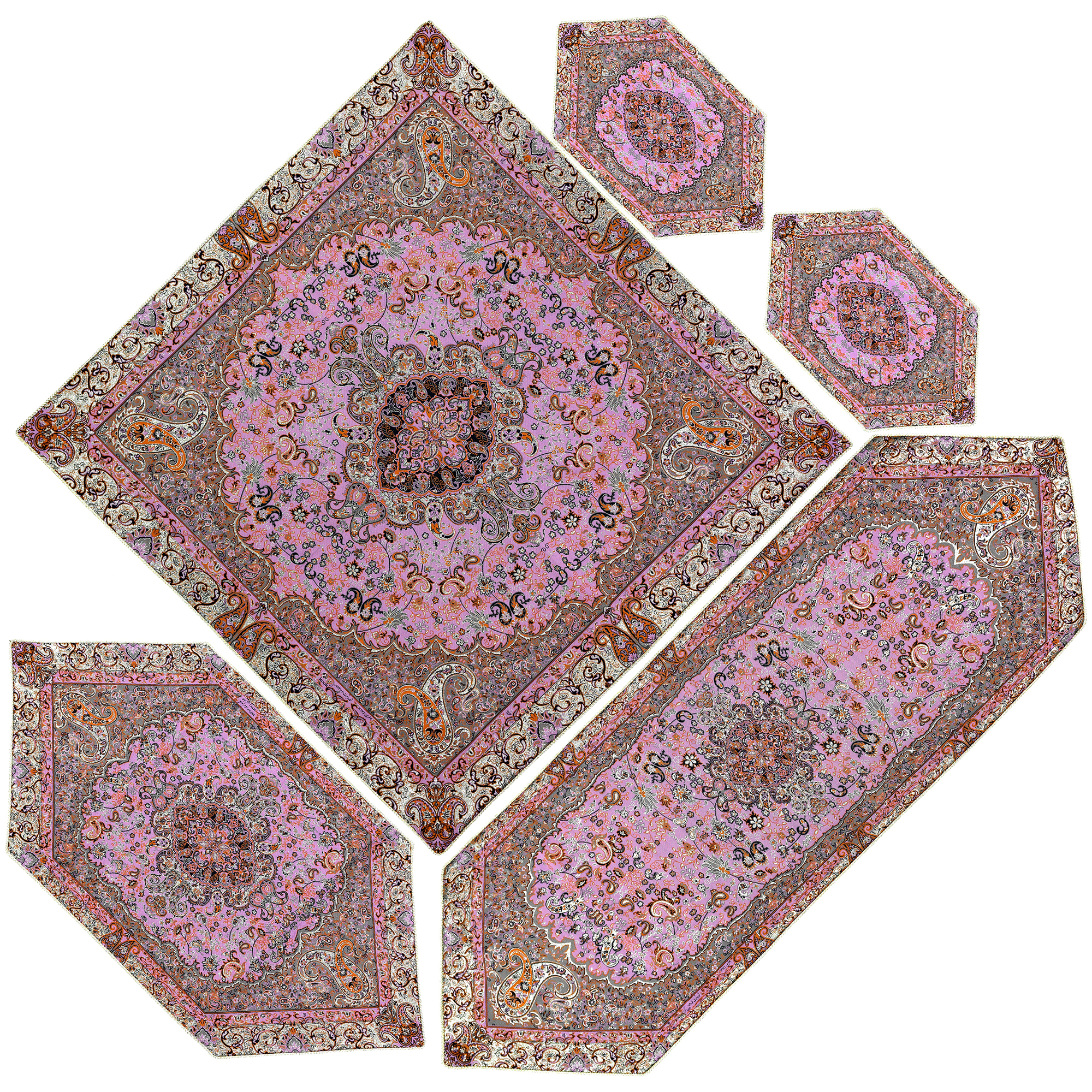 ست پنج تکه رومیزی ترمه مدل چهل ستون کد srt5.5