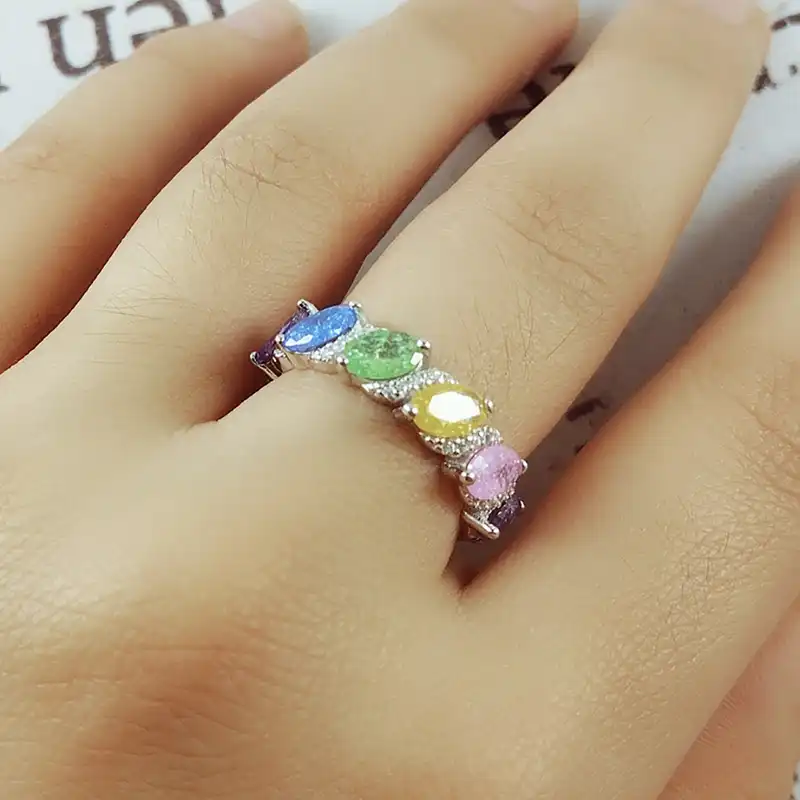 انگشتر نقره زنانه سلین کالا مدل چندجواهر کد 49