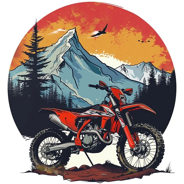 استیکر پارچه و لباس پاد آفرین طرح موتورسیکلت و کوهستان کد 4985