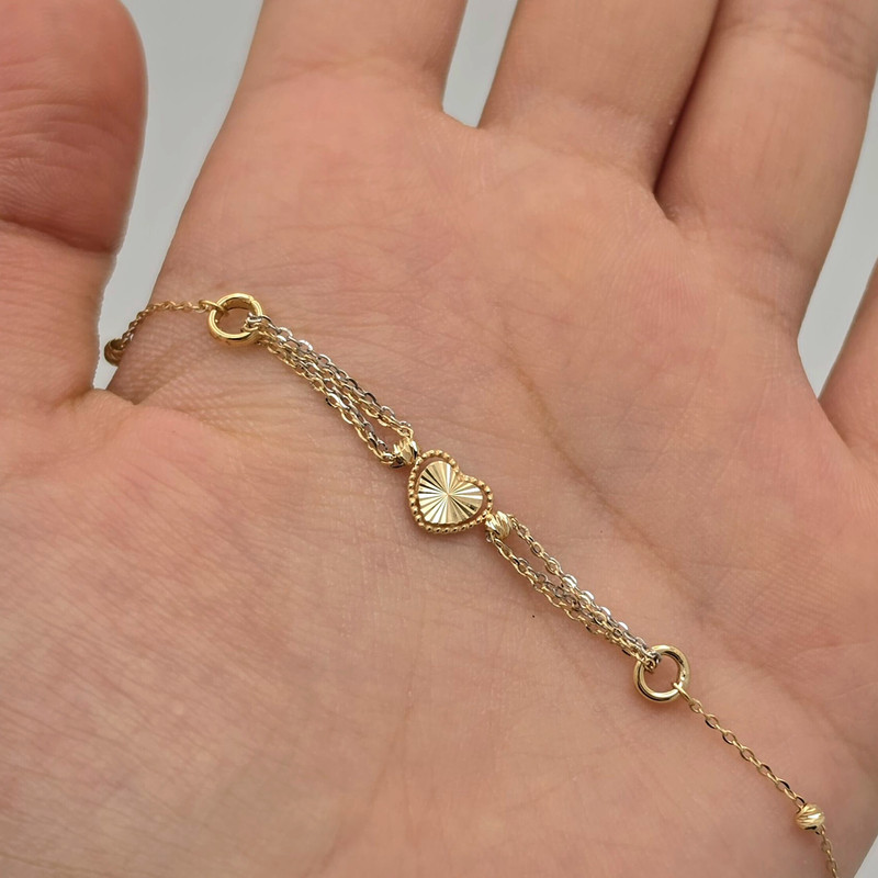نیم ست طلا کم اجرت 18 عیار زنانه طلا و شمش برلیان مدل جسیکا قلبی