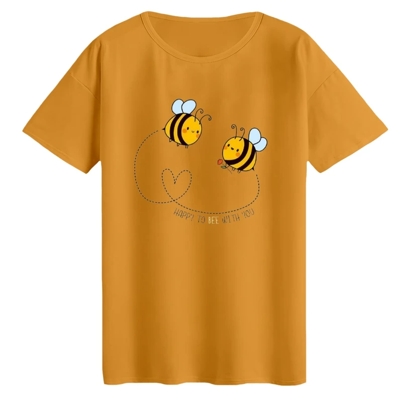 تی‌شرت لانگ آستین کوتاه زنانه مدل زنبور های عاشق