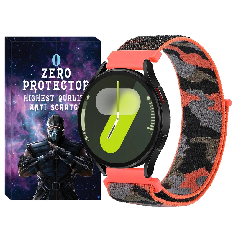 بند زیرو مدل Nylon Army ZR مناسب برای ساعت هوشمند سامسونگ Galaxy Watch 4/5/6/7/FE سایز 40/43/44/46/47 میلی متری