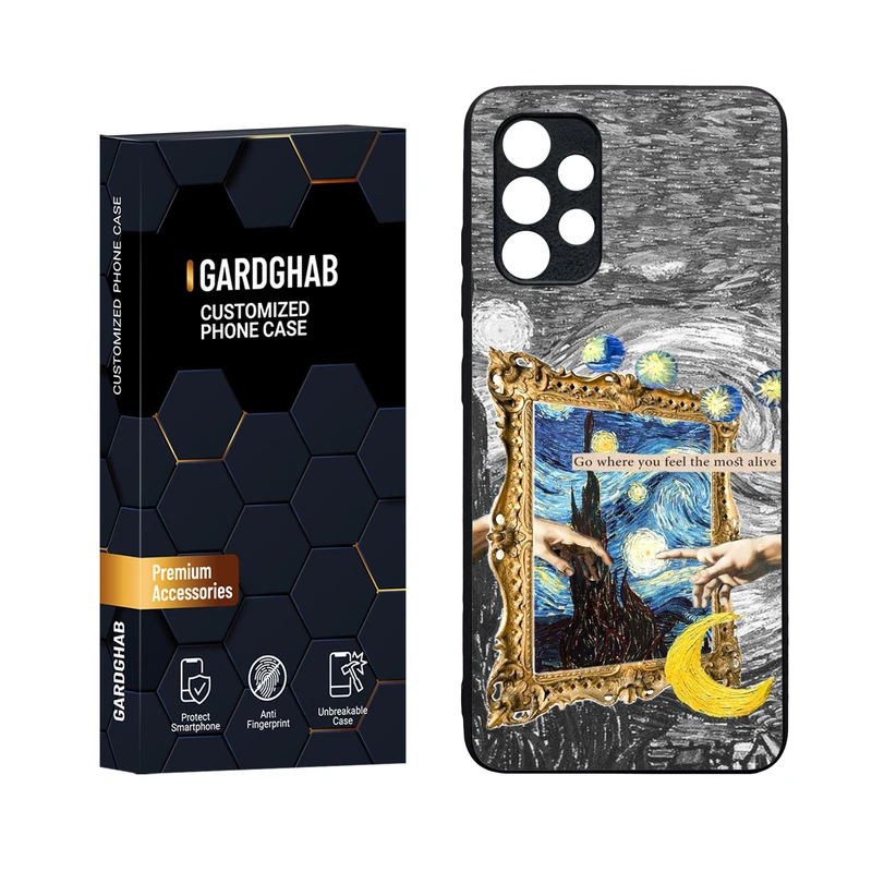 کاور گارد قاب مدل دورژله ای پشت گلس هنری مناسب برای گوشی موبایل سامسونگ Galaxy A32 4G