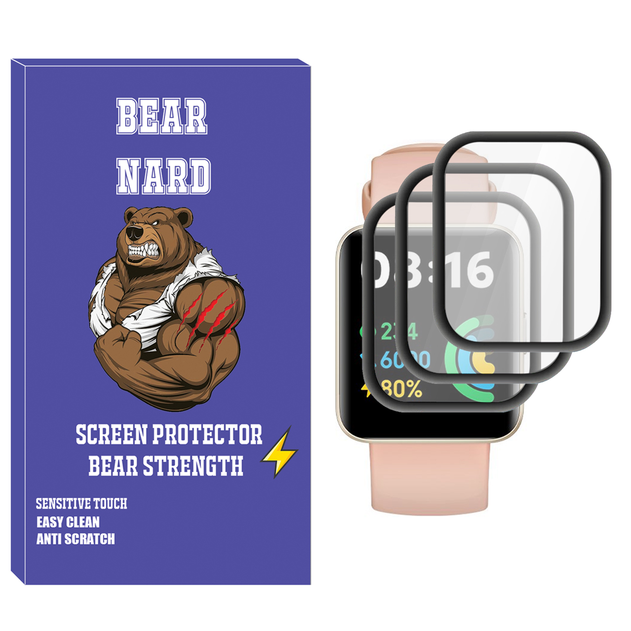محافظ صفحه نمایش نانو برنارد مدل NBR مناسب برای ساعت هوشمند شیائومی Redmi Watch 2 بسته سه عددی