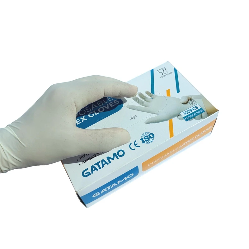 عکس شماره 4 : دستکش لاتکس غیر پودری گاتامو مدل pmp109 سایز بزرگ (l) بسته 100 عددی