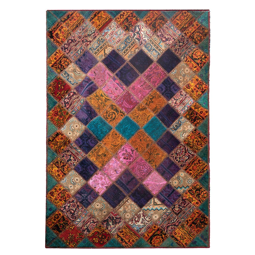 کلاژ فرش دستبافت سه و نیم متری مدل چهل تکه کد FT20-7