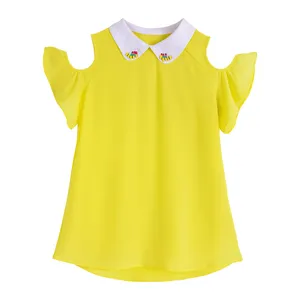 بلوز آستین تا روی شانه یقه دکمه دار زنانه مدل جواهردوزی شده