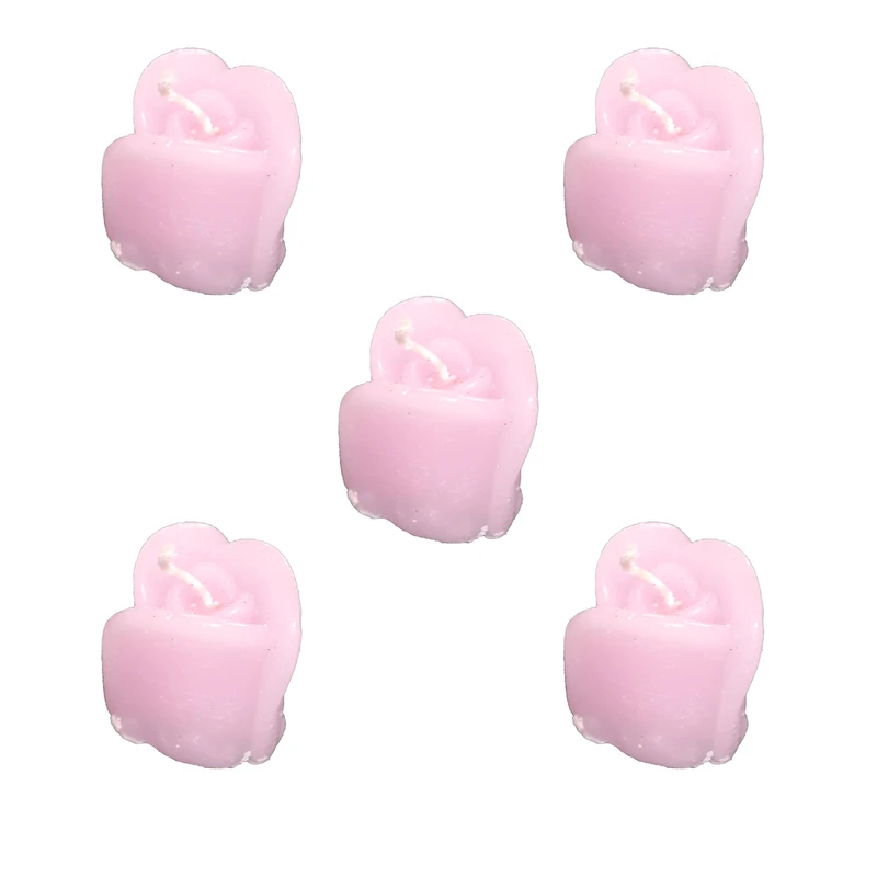 شمع دست‌ساز بدون‌بو مدل غنچه زمان اتمام 3 ساعت بسته 5 عددی