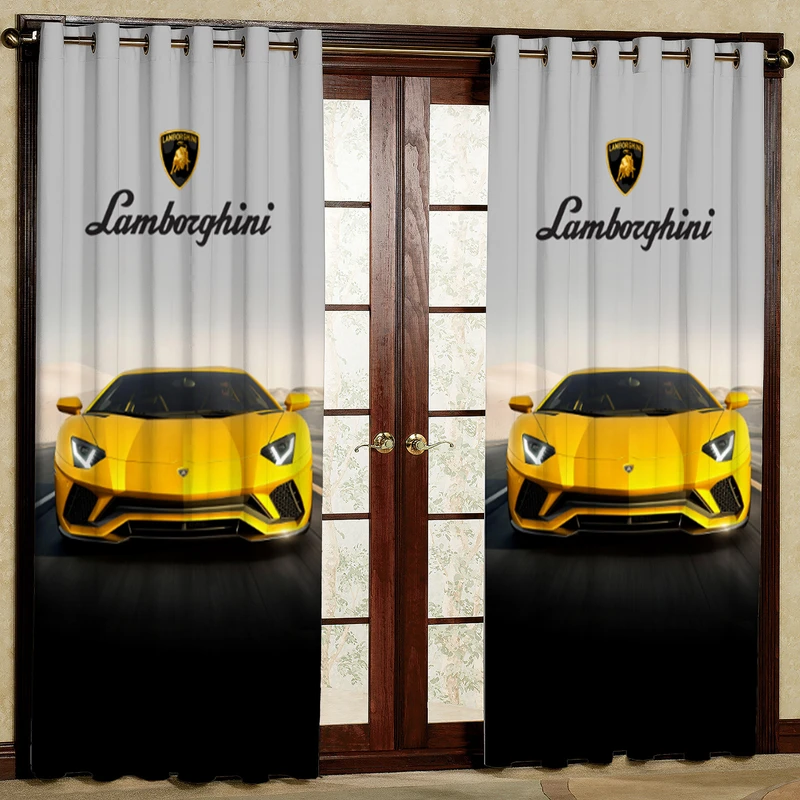 پرده مدل ماشین لامبورگینی  مخمل پانچی کد 4381 سایز 200x140 سانتی متر