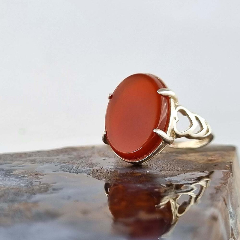 انگشتر نقره زنانه ملک زیور مدل عقیق طرح قلب کد 105