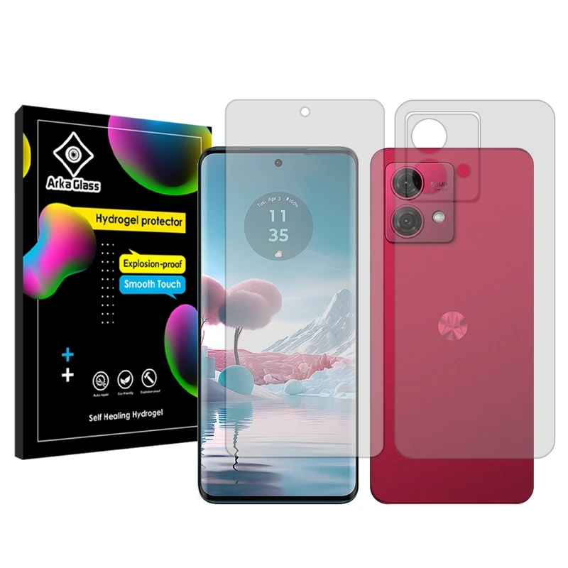 محافظ صفحه نمایش شفاف آرکا گلس مدل Tough مناسب برای گوشی موبایل موتورولا Moto G84 به همراه محافظ پشت گوشی