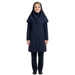 مانتو شلوار دخترانه مدل ساده جیب دار نخی کد 123456