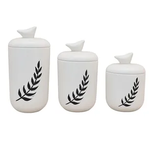 بانکه سرامیکی طرح برگ کد ZP114 مجموعه 3 عددی