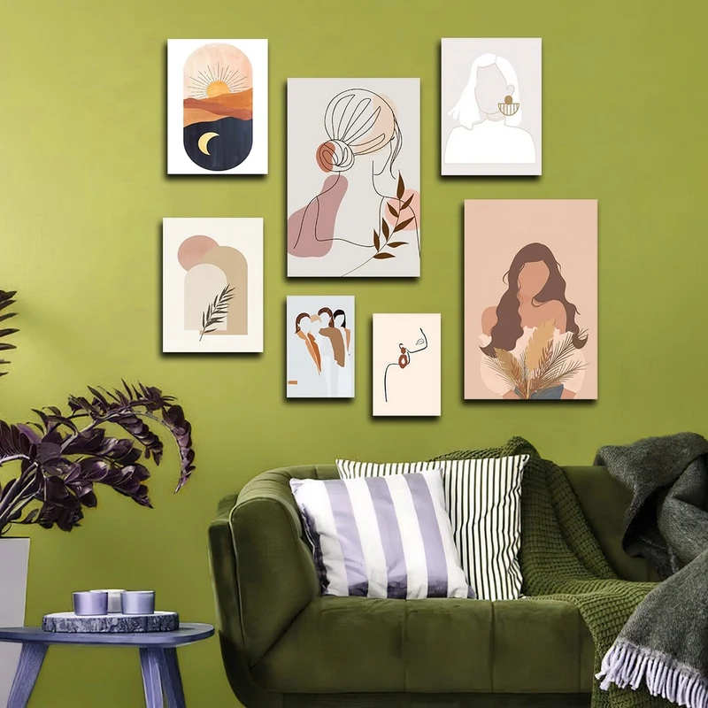 تابلو شاسی بکلیت طرح مدرن نقاشی مینیمال مدل SH-2629 مجموعه 7 عددی