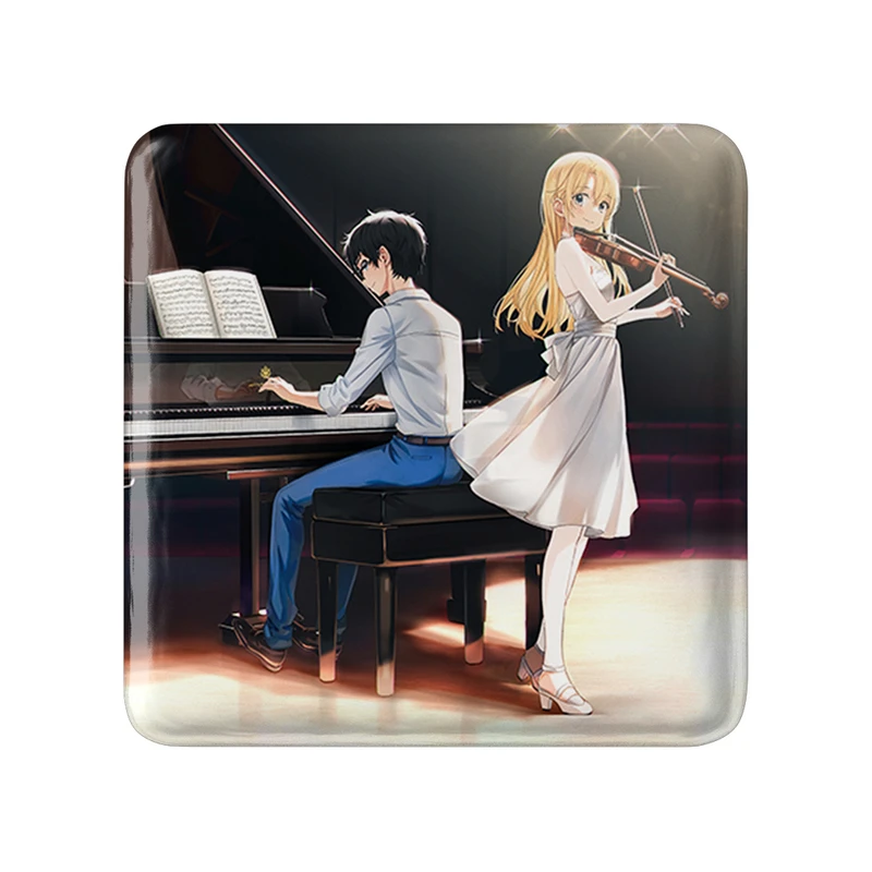 مگنت خندالو طرح آریما و کائوری انیمه دروغ تو در آوریل مدل مربعی کد 32458