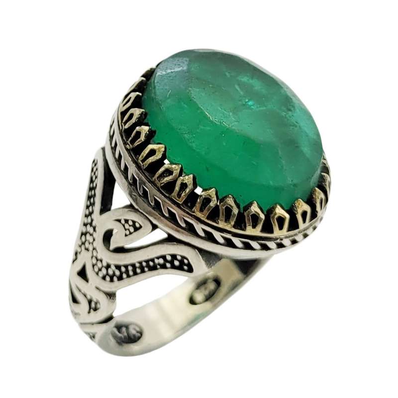 انگشتر نقره مردانه مدل زمرد برزیلی کد 4510829