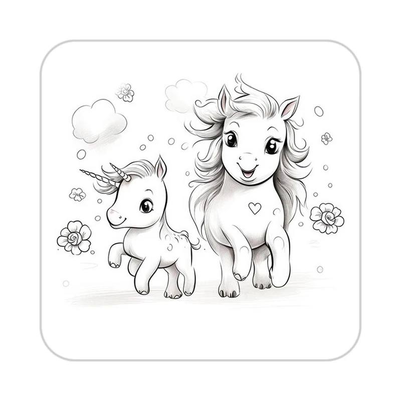 زیر لیوانی کاکتی طرح اسب تک شاخ و یونیکورن مدل mp33469