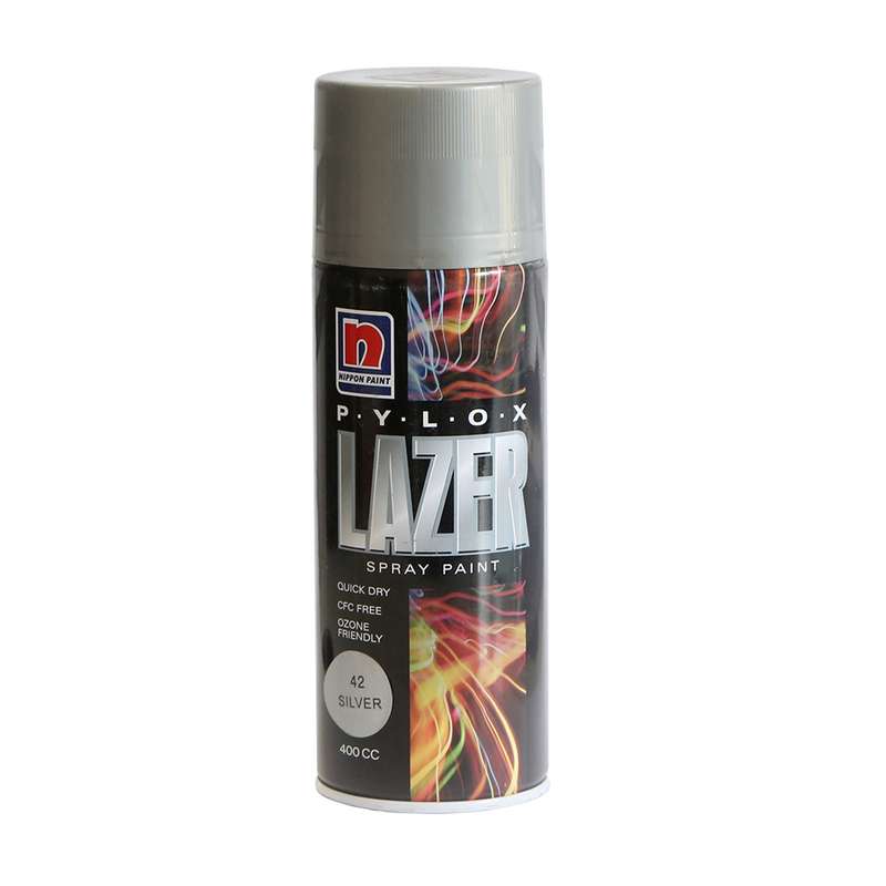 اسپری رنگ نقره ای رنگ نیپون کد 2042 مدل Lazer حجم 400 میلی لیتر اسپری رنگ نقره ای رنگ نیپون کد 2042 مدل Lazer حجم 400 میلی لیتر