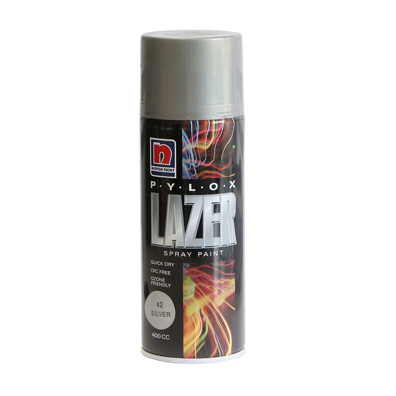 اسپری رنگ نقره ای رنگ نیپون کد 2042 مدل Lazer حجم 400 میلی لیتر اسپری رنگ نقره ای رنگ نیپون کد 2042 مدل Lazer حجم 400 میلی لیتر