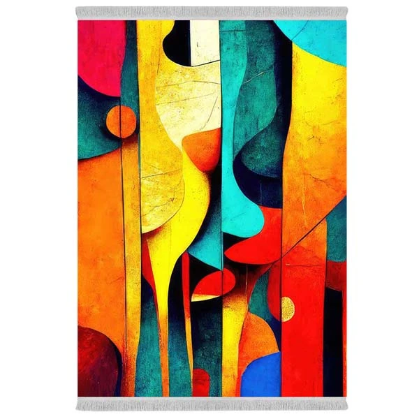 فرش پارچه‌ای دفه مدل فرشینه شانل مخمل طرح فانتزی کد 7148