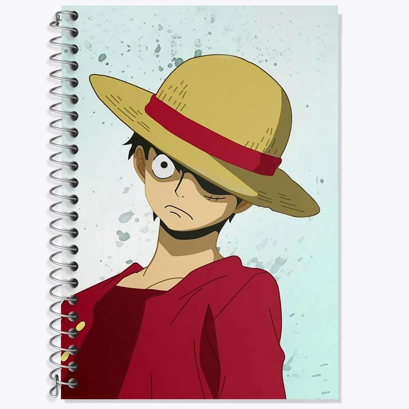 دفتر زبان 50 برگ خندالو مدل سه خط طرح لوفی دی مانگی انیمه وان پیس One Piece کد 11433