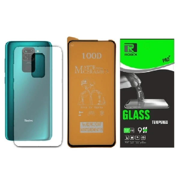 محافظ صفحه نمایش مات روبیکس مدل CR-Note9 مناسب برای گوشی موبایل شیائومی Redmi Note 9 به همراه محافظ پشت گوشی