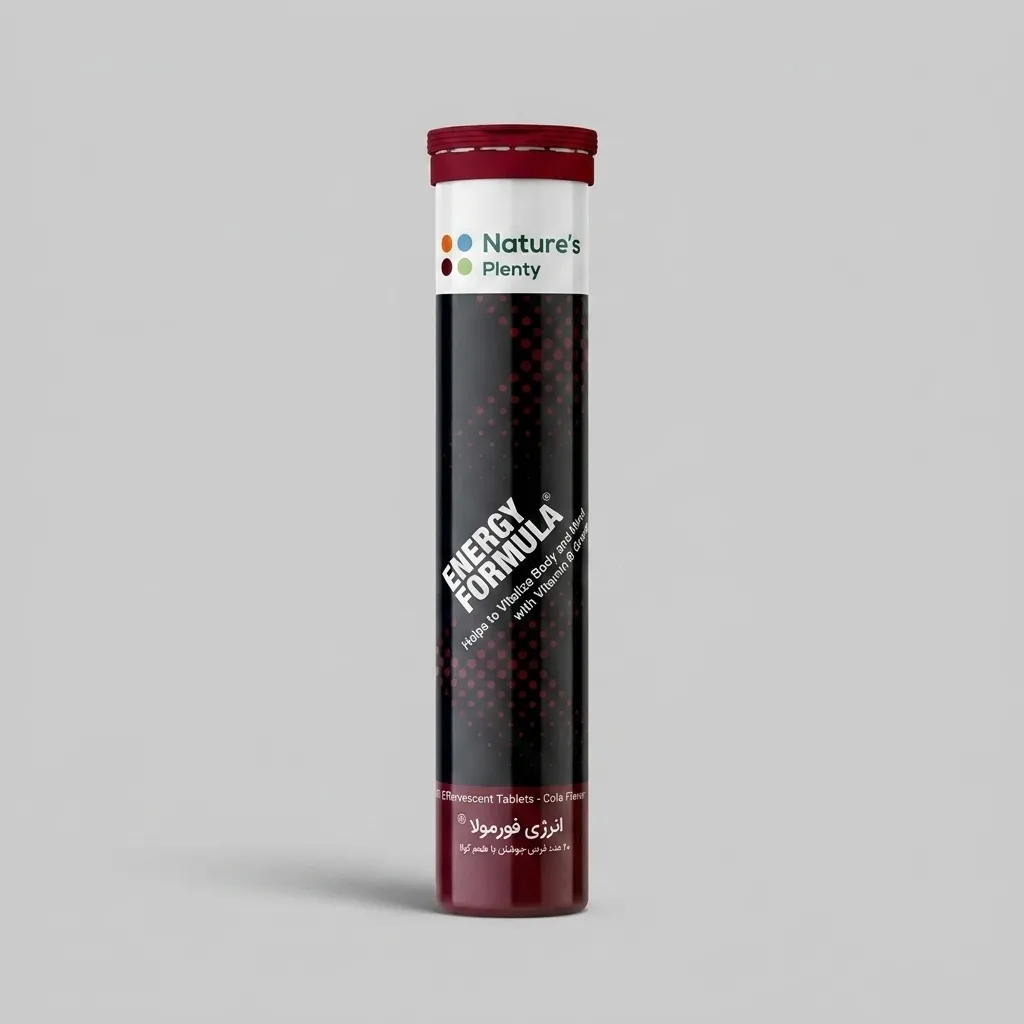 قرص جوشان انرژی‌زا نیچرز پلنتی مدل Energy Formula بسته 20 عددی با طعم کولا، افزایش انرژی روزانه، کاهش خستگی و بی‌حالی، افزایش استقامت ورزشی و حاوی ویتامین‌های تقویتی