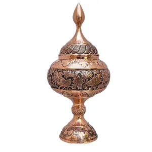 شکلات خوری قلمزنی مسی قهرمانی طرح گل و پرنده