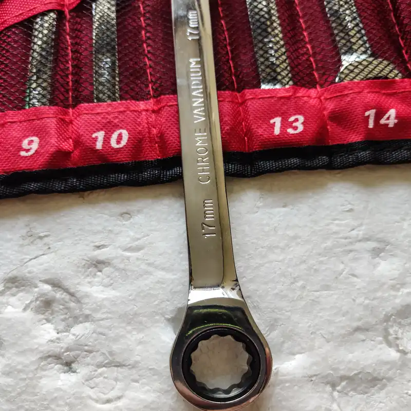 آچار یکسر تخت و یکسر رینگی جغجغه ای جیان کوان مدل RATCHET COMBINATIO WRENCH SET 07 مجموعه 7 عددی