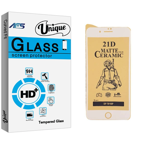 محافظ صفحه نمایش سرامیکی ای اف اس مدل Unique Glass مناسب برای گوشی موبایل اپل iPhone 7 Plus