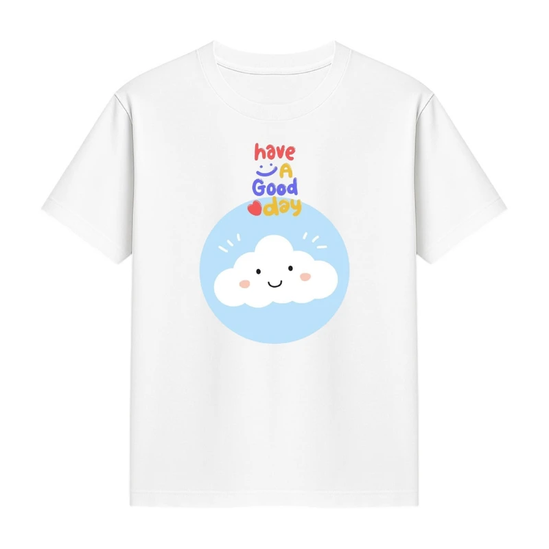 تی‌شرت آستین کوتاه دخترانه مدل ابر و نوشته کد p1 