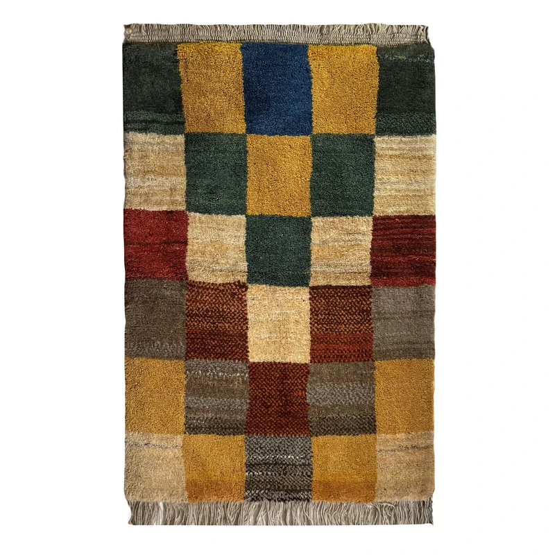 گبه دستبافت یک متری طرح قشقای زمینه چند رنگ NKP.RJ7