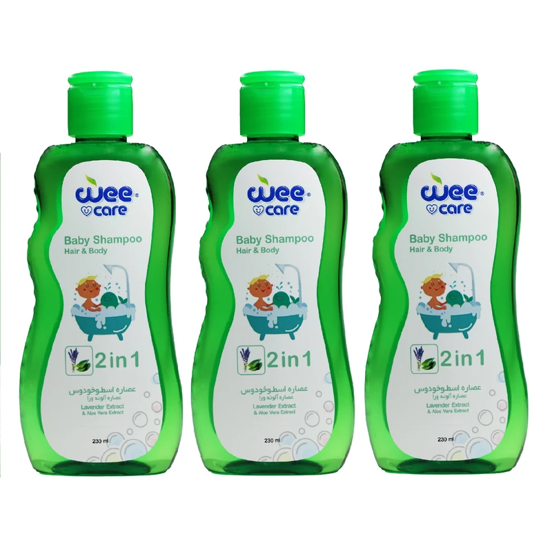 شامپو سر و بدن کودک وی کر مدل عصاره آلوئه ورا و عصاره اسطوخودوس حجم 230 میلی لیتر بسته 3 عددی