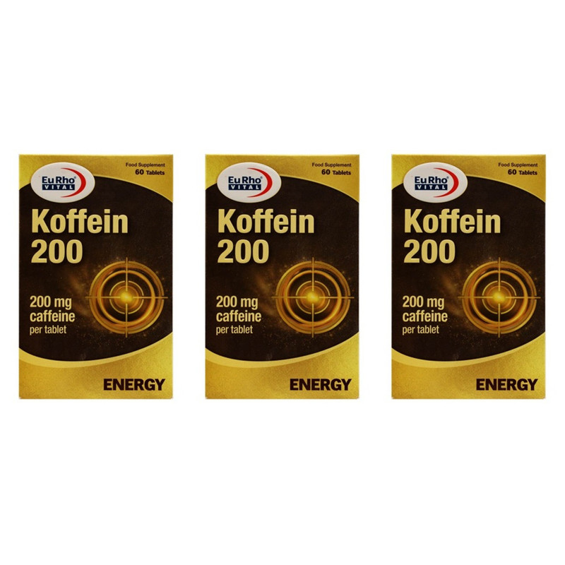 قرص کافئین یوروویتال 200 میلی گرم سه بسته 60 عددی