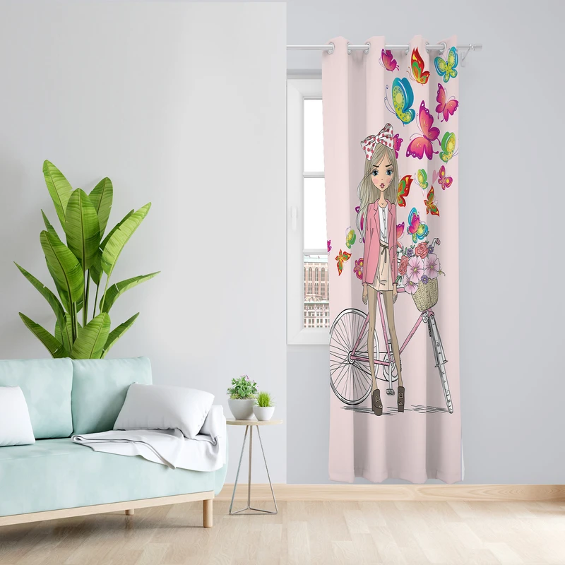 پرده طرح کودک مدل مخمل پانچی کد L 335L Z سایز 140x200 سانتی متر