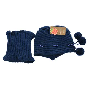 ست کلاه و شال گردن بافتنی دخترانه آی چیلک مدل  IC018