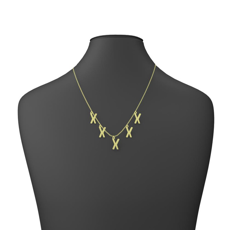 گردنبند طلا 18 عیار زنانه مدوپد مدل حرف X کد RNA16756