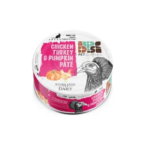 کنسرو غذای گربه بالغ دی پی اس مدل پته طعم مرغ و بوقلمون و کدو وزن 200 گرم