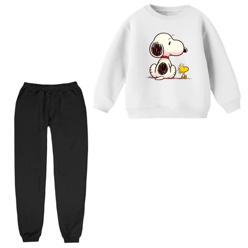 ست سویشرت و شلوار راحتی بچگانه مدل اسنوپی و جوجه  